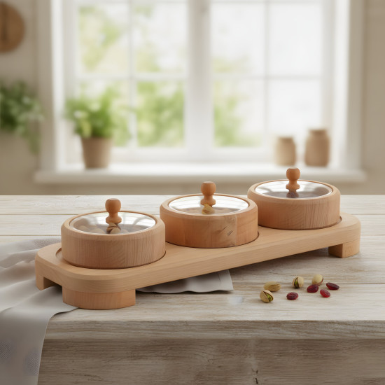 Wooden Serving Set - 3 Pcs